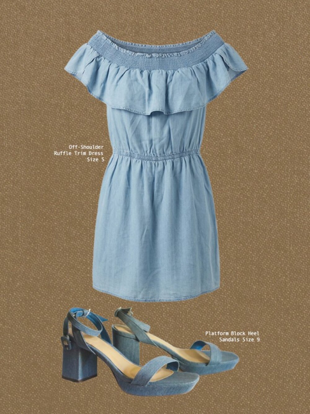 Denim on Denim: Off-Shoulder Dress + Sandals set